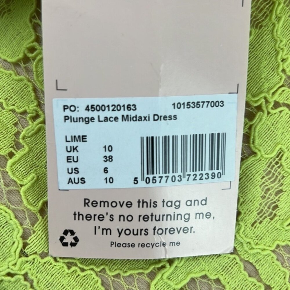 SOLD NWT Misguided Yellow Plunge Lace Midaxi Dress size 6 - Picture 8 of 11